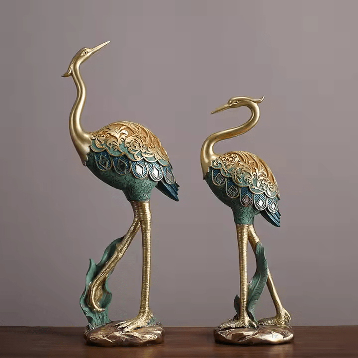 Painted Crane Sculpture