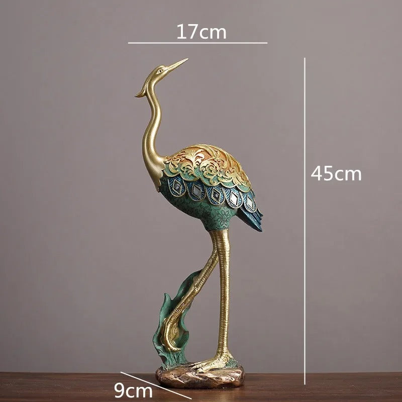 Painted Crane Sculpture