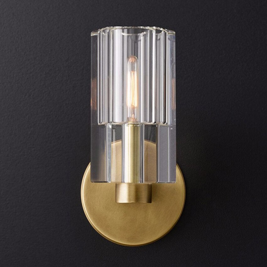 Brinley Rounded Crystal And Copper Bar Wall Lamp