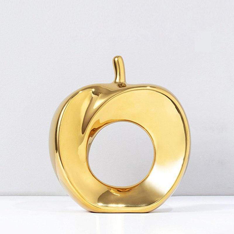 Unbranded | Accents | Reflective Gold Apple Decor 2 Piece Set 3 Ceramic  Hollow Glossy Metallic | Poshmark
