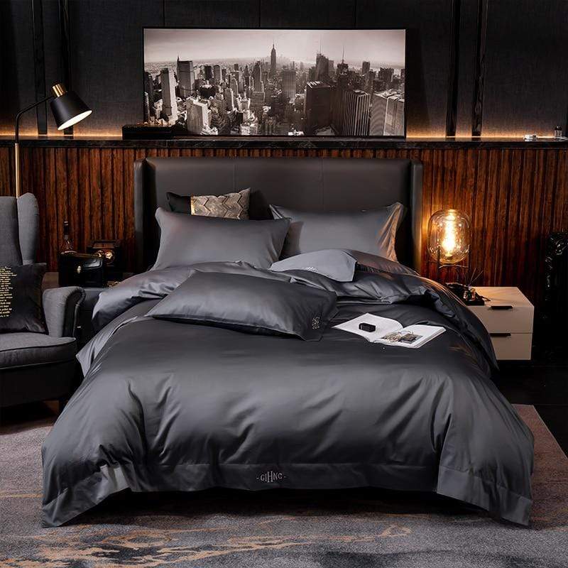 Dark Grey Cotton Bedding Set