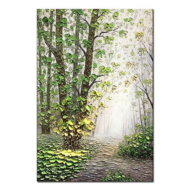 Sunny Forest Abstract Oil Painting