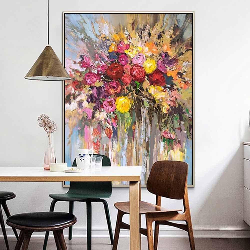 Colorful Flowers Abstract Oil Painting