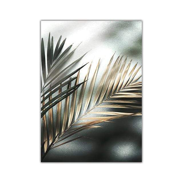 Golden Palm Leaves Canvas - Lezze Design